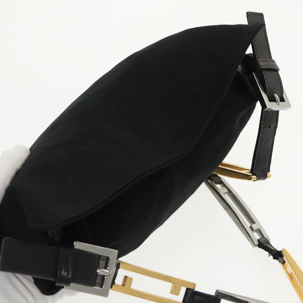 FENDI Shoulder Bag Nylon Black Gold Silver bs20145