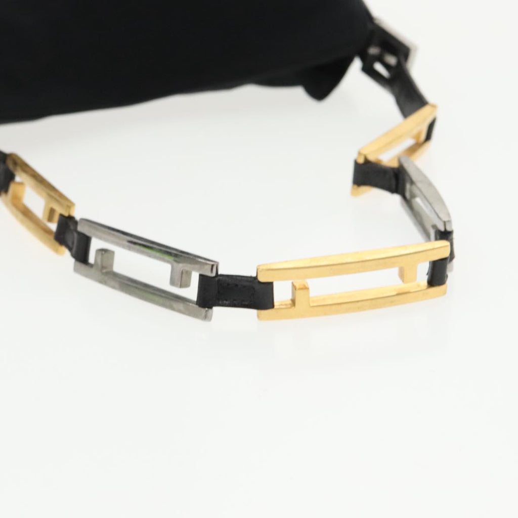 FENDI Shoulder Bag Nylon Black Gold Silver bs20145