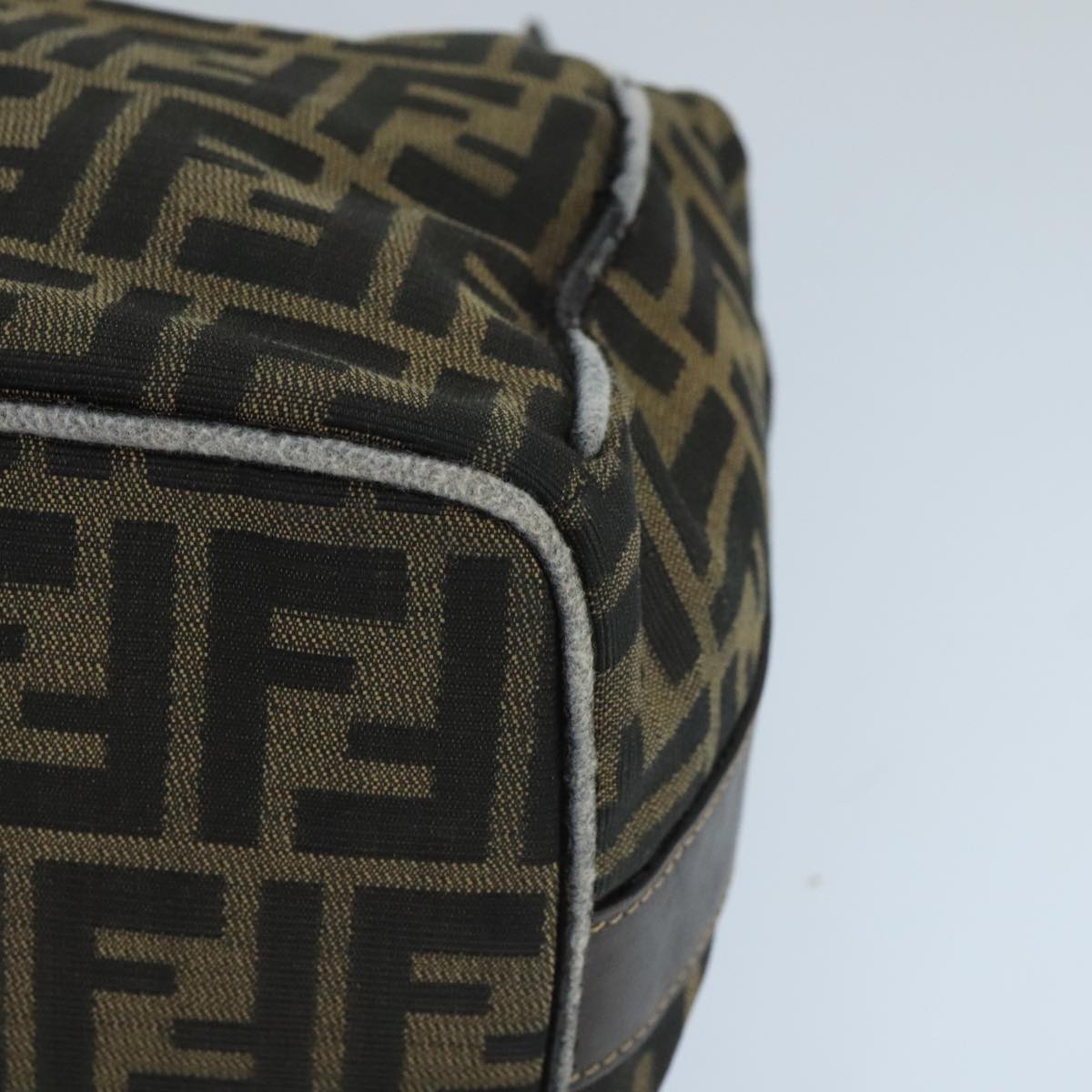 FENDI Zucca Canvas Hand Bag Brown Black gold bs20148
