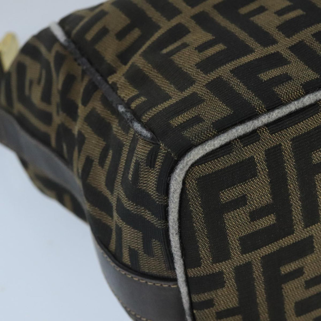 FENDI Zucca Canvas Hand Bag Brown Black gold bs20148