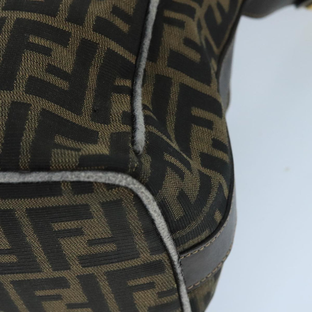 FENDI Zucca Canvas Hand Bag Brown Black gold bs20148
