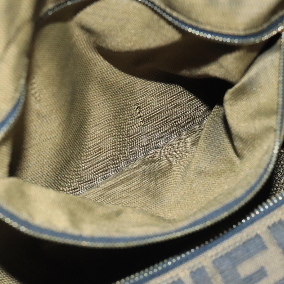 FENDI Zucca Canvas Hand Bag Brown Black gold bs20148