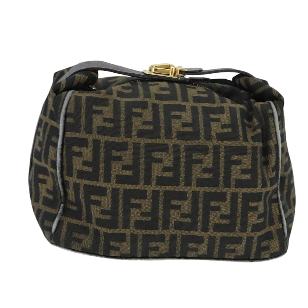 FENDI Zucca Canvas Hand Bag Brown Black gold bs20148