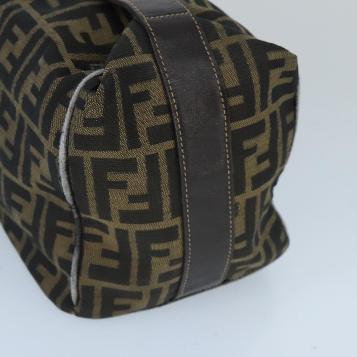 FENDI Zucca Canvas Hand Bag Brown Black gold bs20148