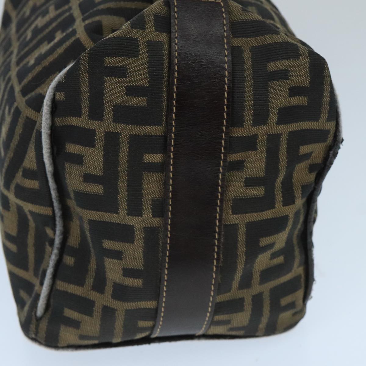 FENDI Zucca Canvas Hand Bag Brown Black gold bs20148