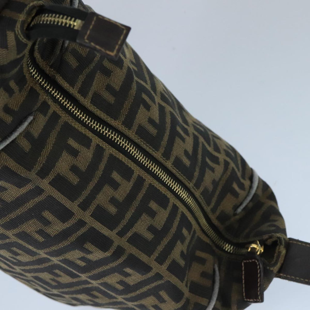 FENDI Zucca Canvas Hand Bag Brown Black gold bs20148