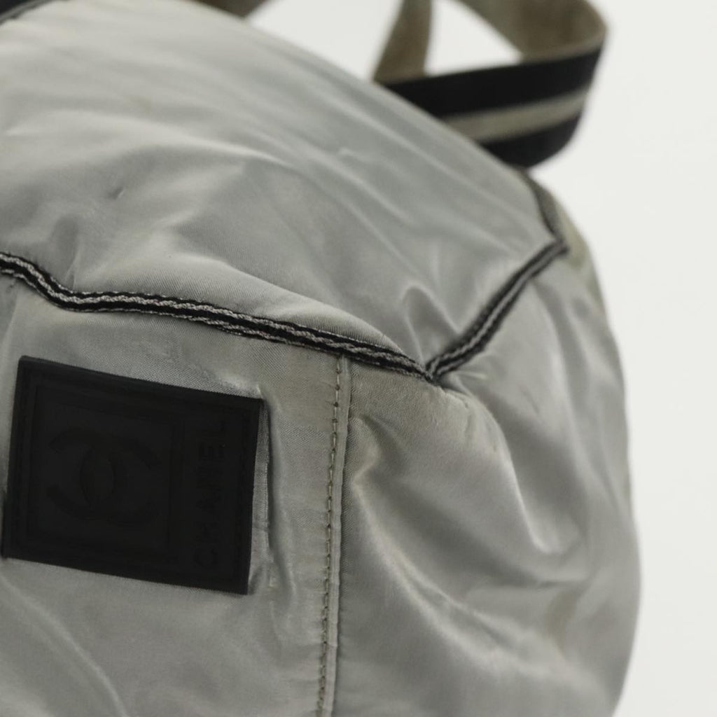 CHANEL Sports Boston Bag Canvas Silver Black CC bs20164