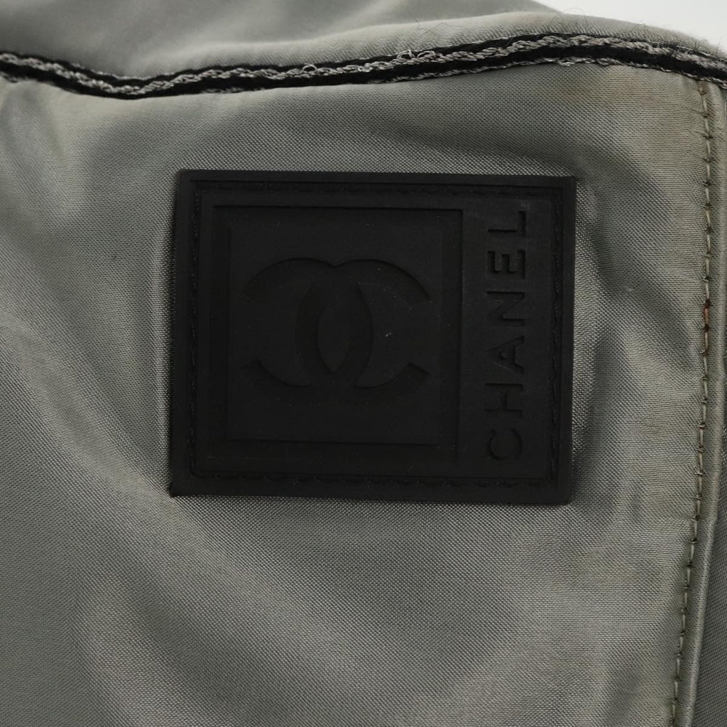 CHANEL Sports Boston Bag Canvas Silver Black CC bs20164