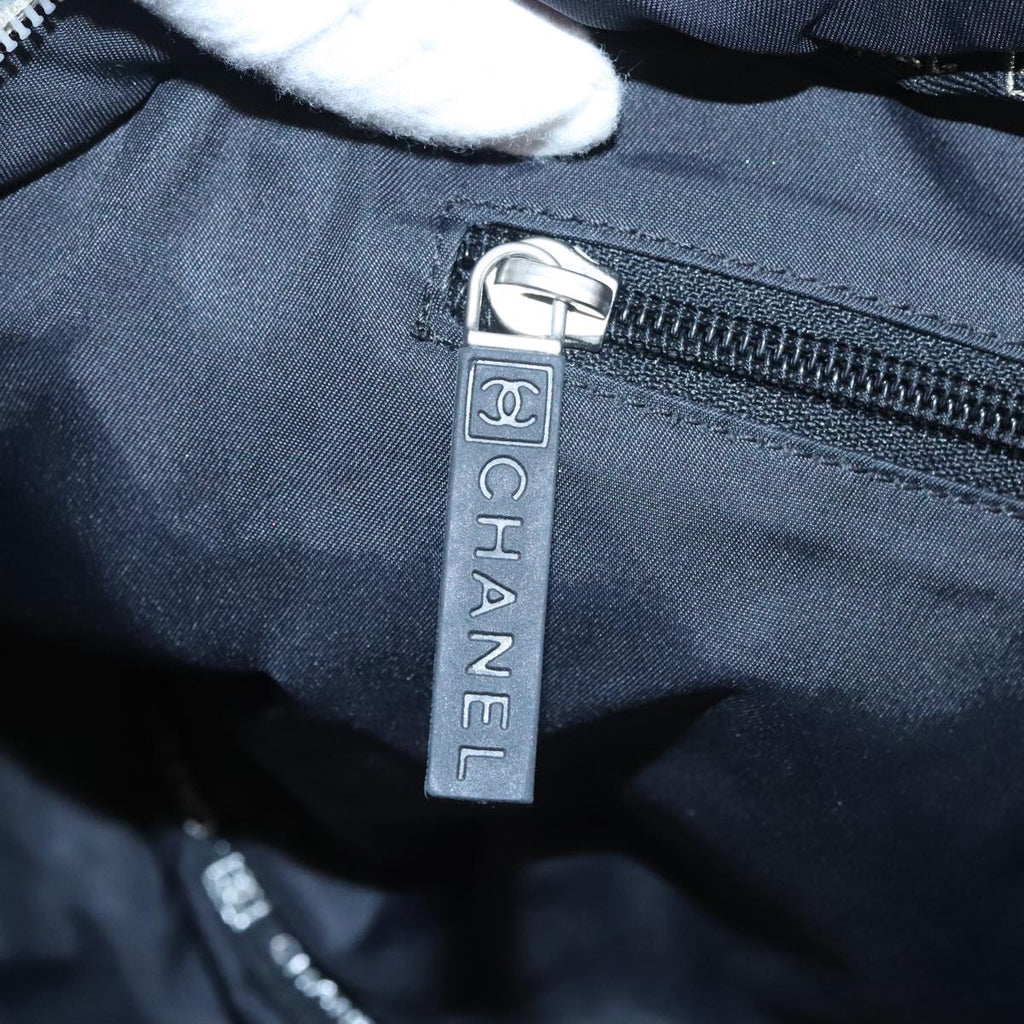 CHANEL Sports Boston Bag Canvas Silver Black CC bs20164