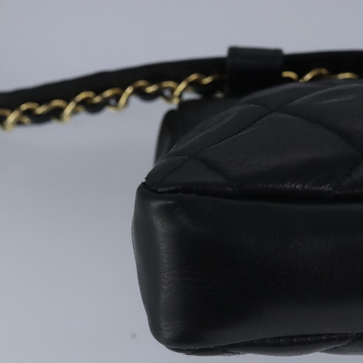 CHANEL Matelasse Chain Waist bag Lamb Skin Black Gold CC bs20175