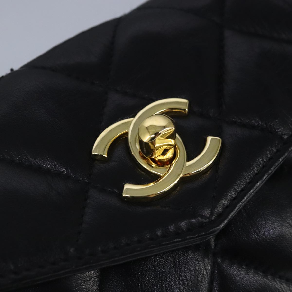 CHANEL Matelasse Chain Waist bag Lamb Skin Black Gold CC bs20175