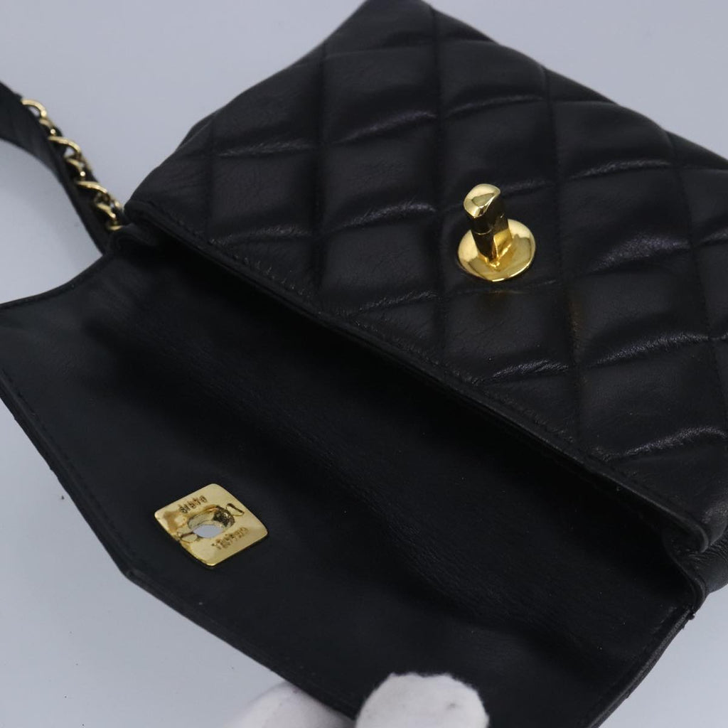 CHANEL Matelasse Chain Waist bag Lamb Skin Black Gold CC bs20175