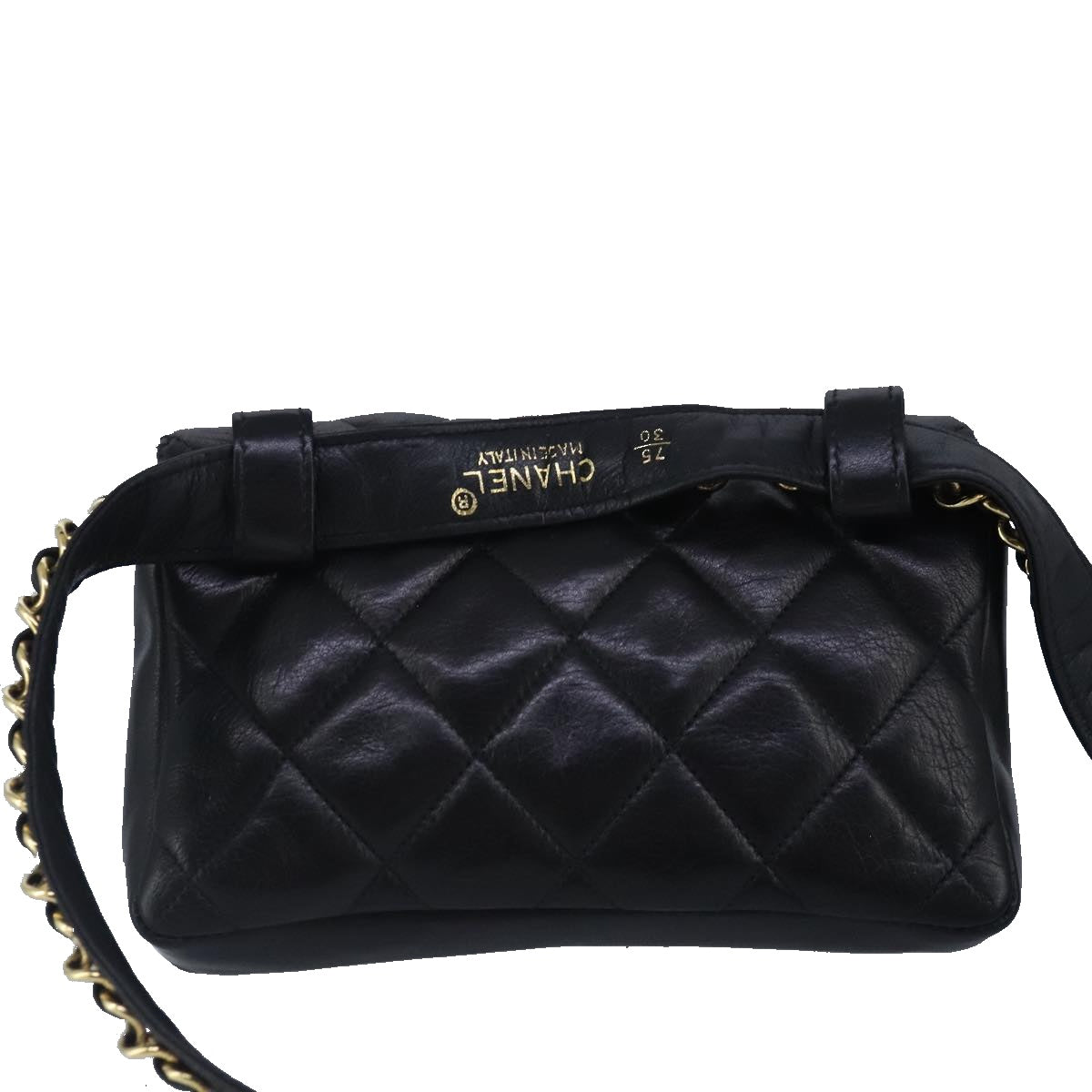 CHANEL Matelasse Chain Waist bag Lamb Skin Black Gold CC bs20175