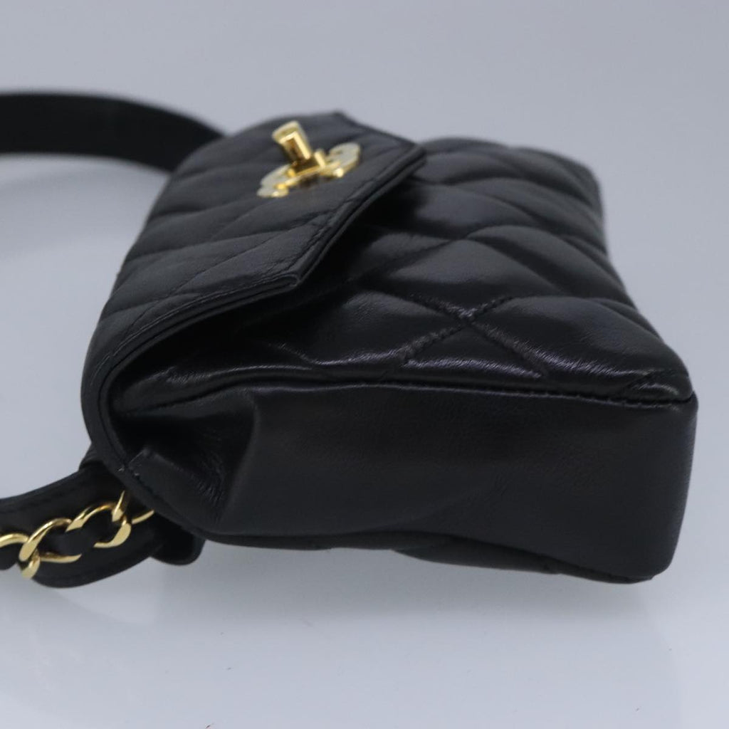 CHANEL Matelasse Chain Waist bag Lamb Skin Black Gold CC bs20175