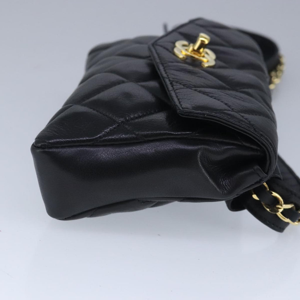 CHANEL Matelasse Chain Waist bag Lamb Skin Black Gold CC bs20175