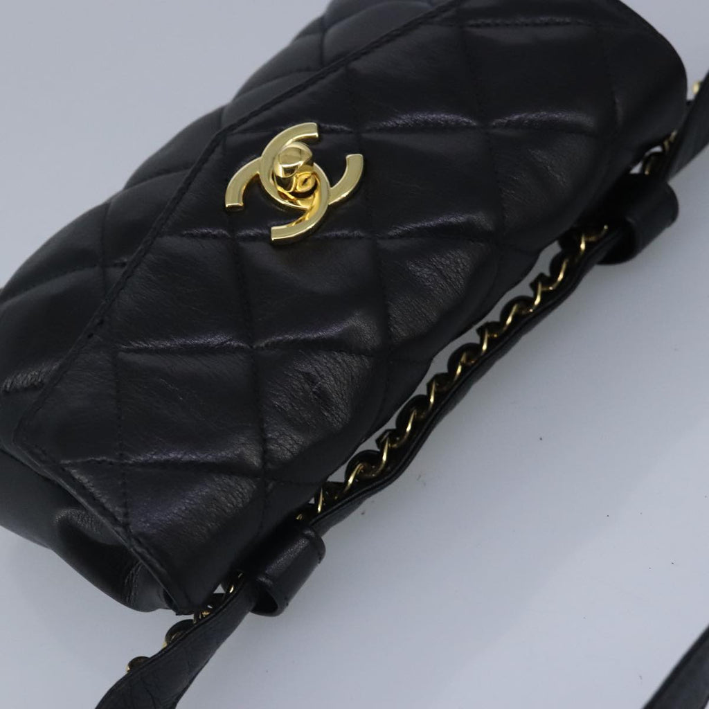 CHANEL Matelasse Chain Waist bag Lamb Skin Black Gold CC bs20175