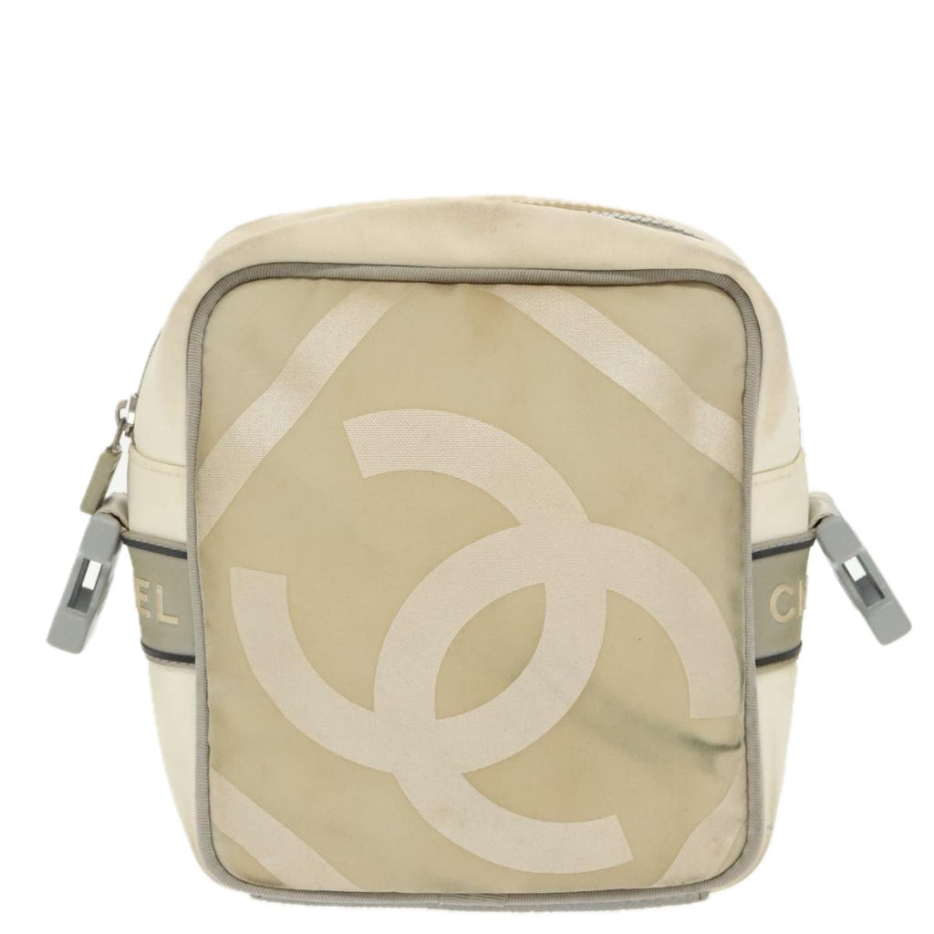 CHANEL Sports Shoulder Bag Nylon White CC bs20181