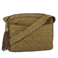 CHANEL Matelasse Shoulder Bag Canvas Beige CC bs20198