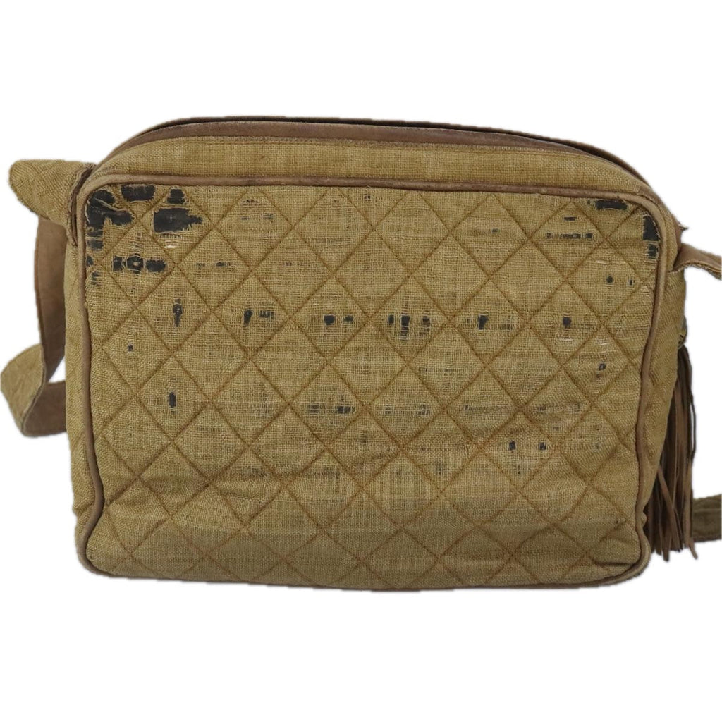 CHANEL Matelasse Shoulder Bag Canvas Beige CC bs20198