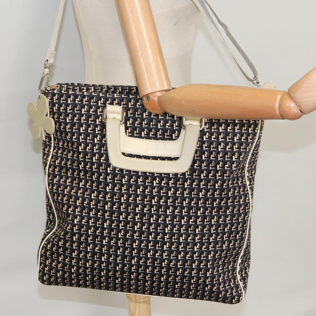 CHANEL Hand Bag Canvas 2way Black Silver CC bs20203