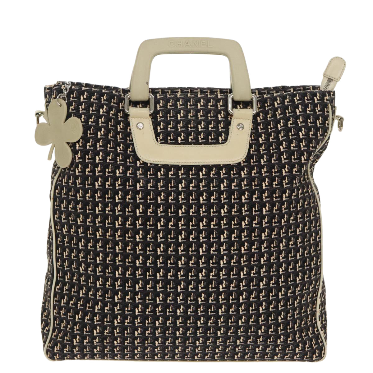 CHANEL Hand Bag Canvas 2way Black Silver CC bs20203