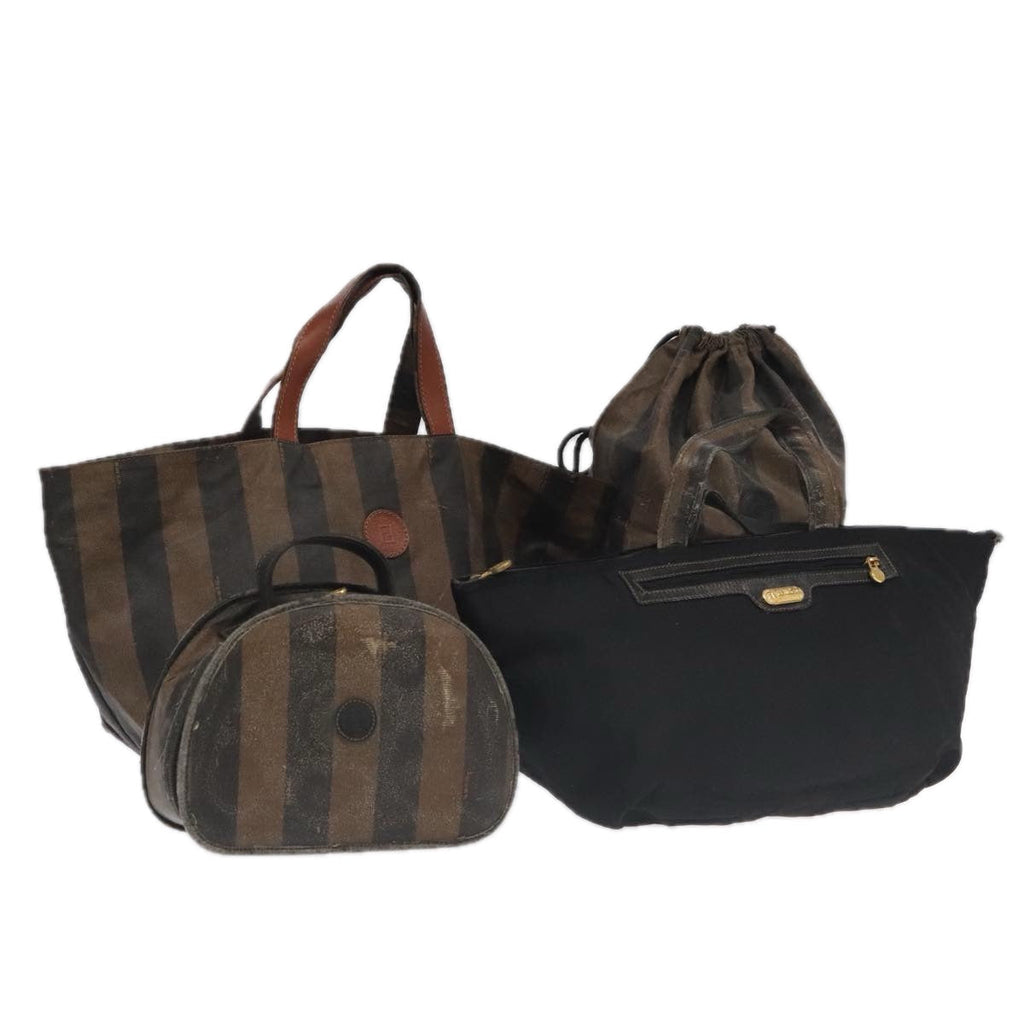 FENDI Pecan Canvas Hand Bag 4Set Black Brown bs20220