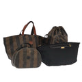 FENDI Pecan Canvas Hand Bag 4Set Black Brown bs20220