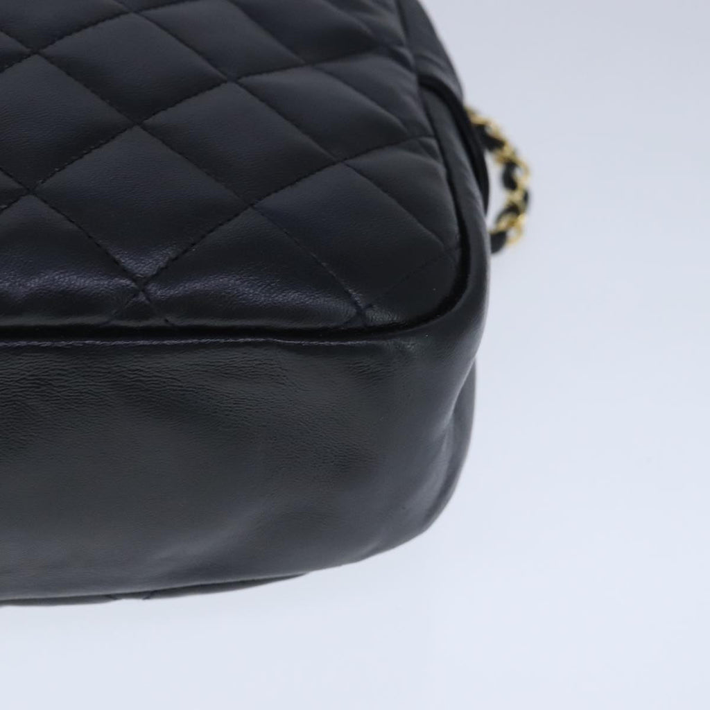 CHANEL Matelasse Chain Shoulder Bag Lamb Skin Black Gold CC bs20231