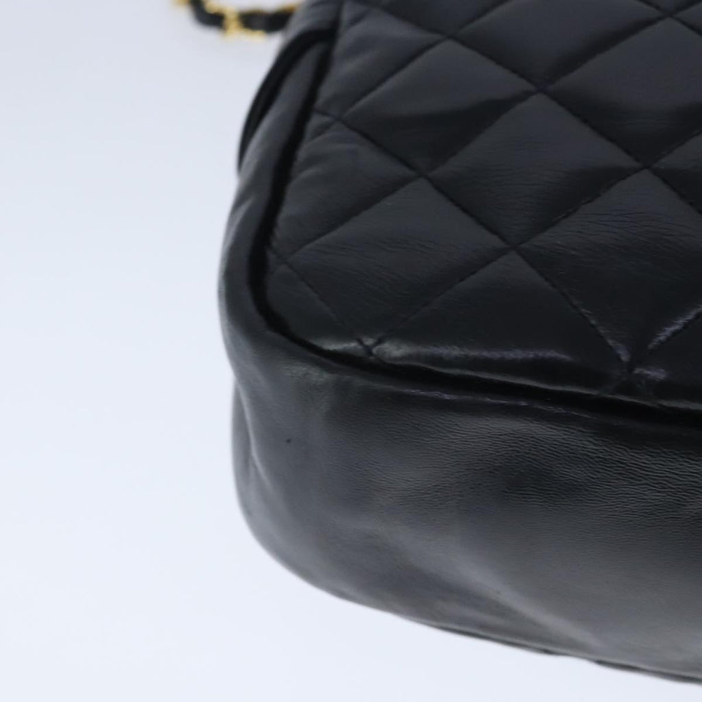 CHANEL Matelasse Chain Shoulder Bag Lamb Skin Black Gold CC bs20231