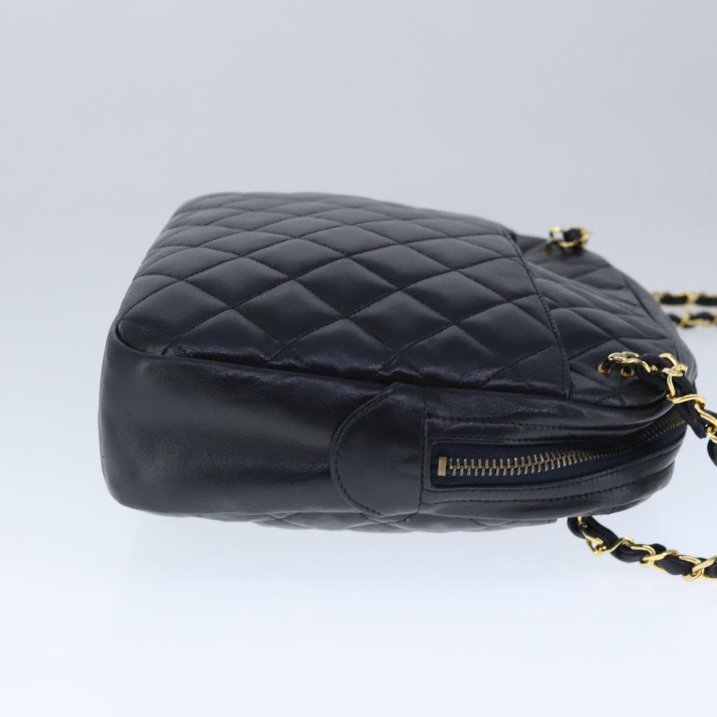 CHANEL Matelasse Chain Shoulder Bag Lamb Skin Black Gold CC bs20231