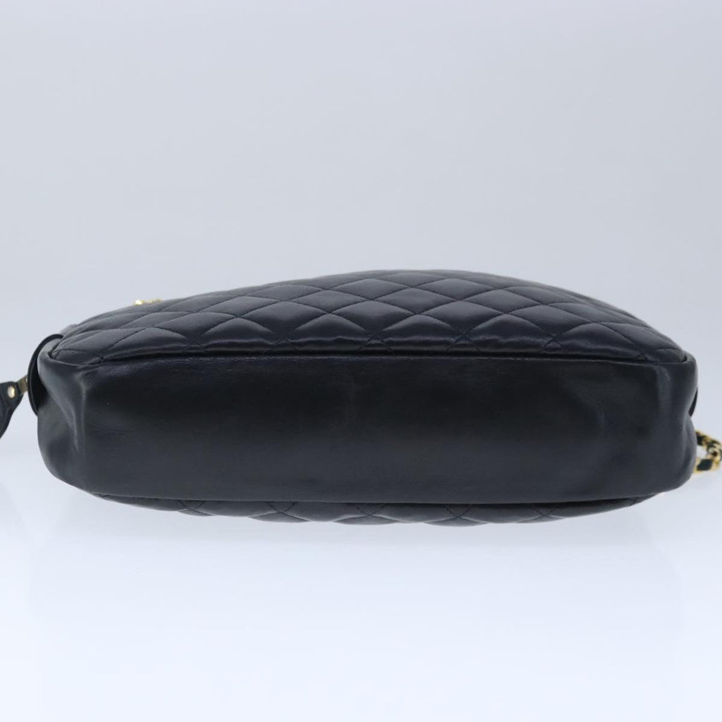 CHANEL Matelasse Chain Shoulder Bag Lamb Skin Black Gold CC bs20231