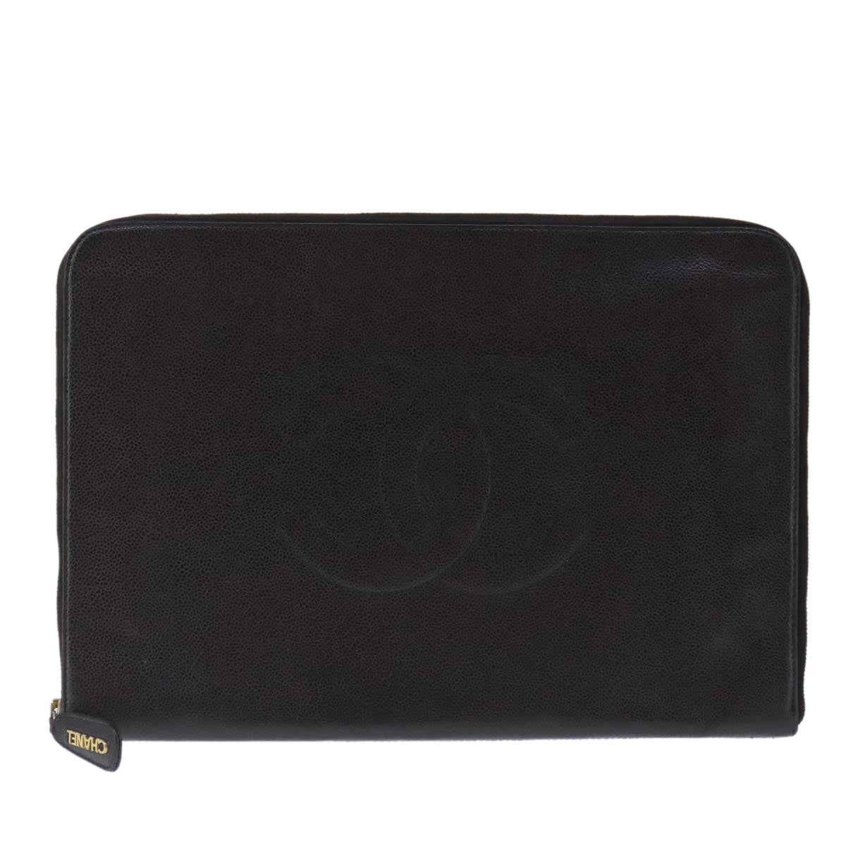 CHANEL Document Case Caviar Skin Brown CC bs20232