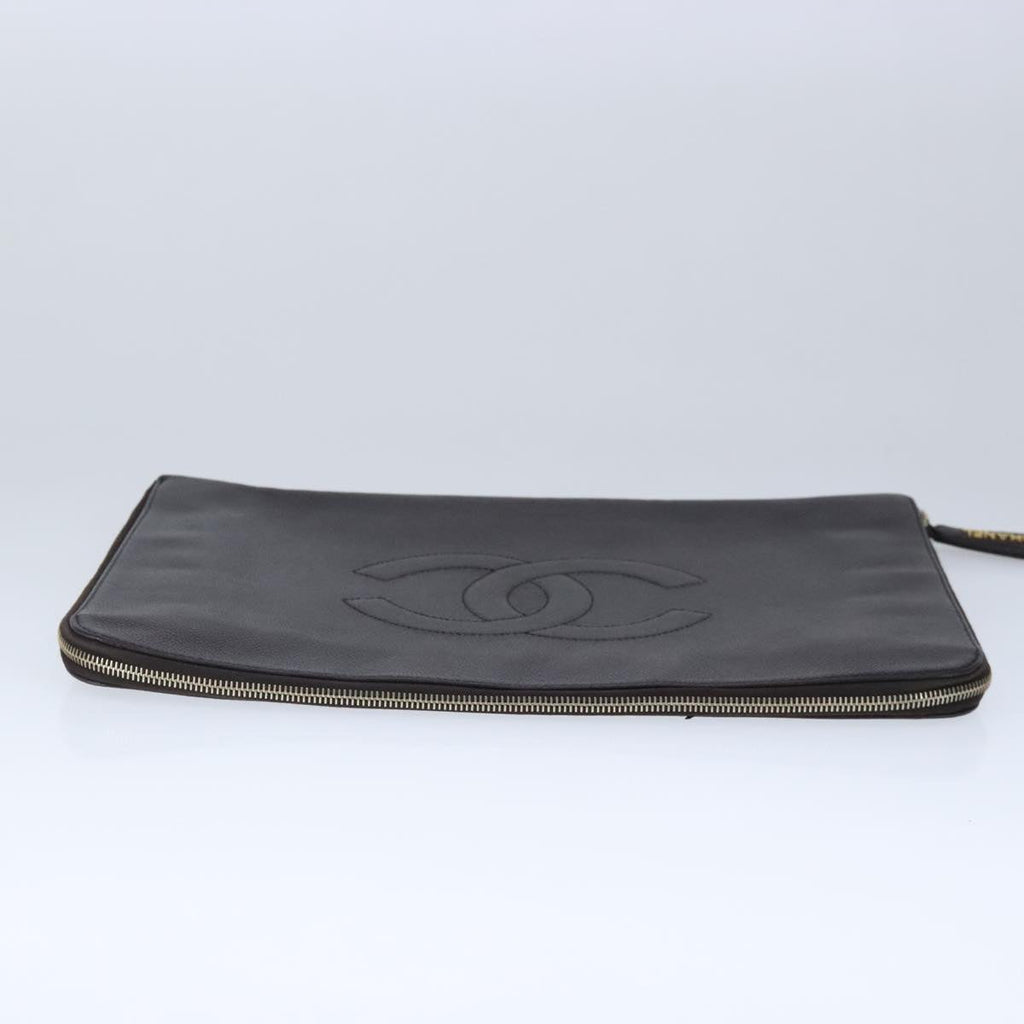 CHANEL Document Case Caviar Skin Brown CC bs20232