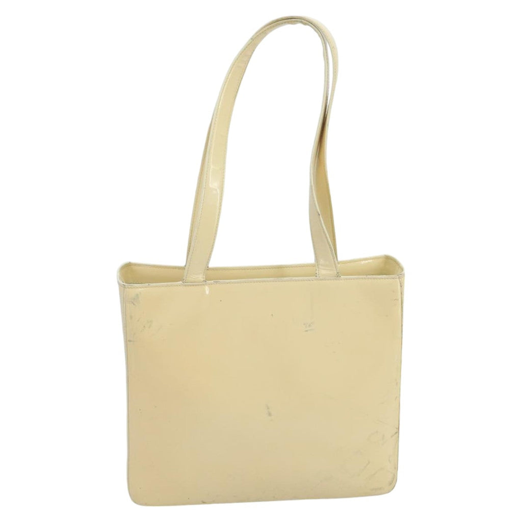 CHANEL Tote Bag Enamel White CC bs20237