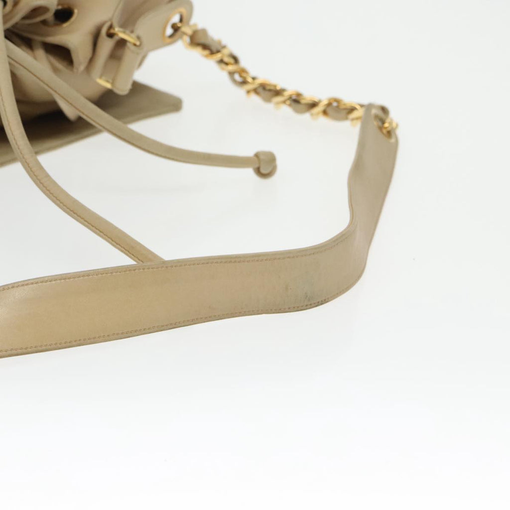 CHANEL Chain Shoulder Bag Lamb Skin Beige Gold CC bs20240
