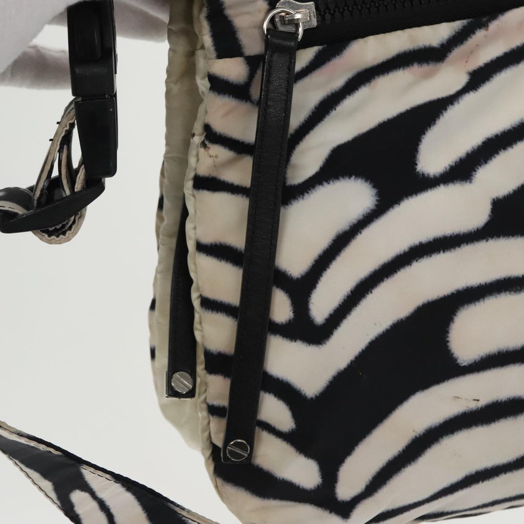 CHANEL Sports Shoulder Bag Nylon White Black Silver CC bs20241