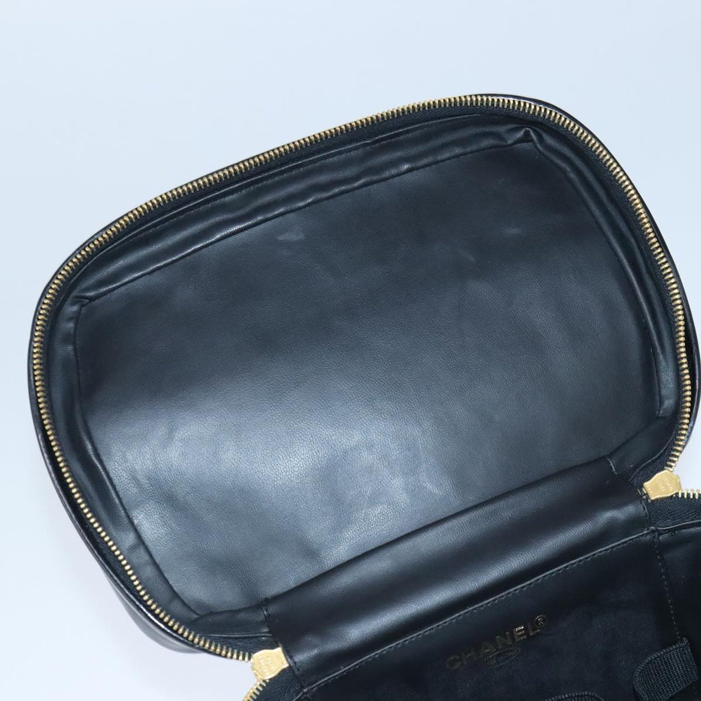 CHANEL Vanity Pouch Enamel Black Gold CC bs20242