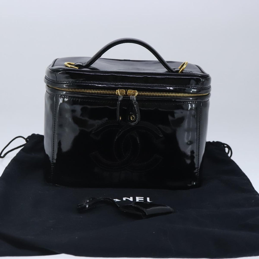 CHANEL Vanity Pouch Enamel Black Gold CC bs20242