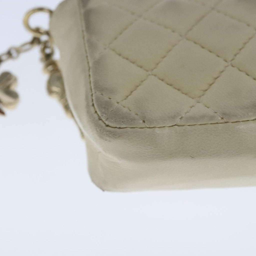 CHANEL Mini Mini Matelasse Charm Lamb Skin Beige CC bs20245