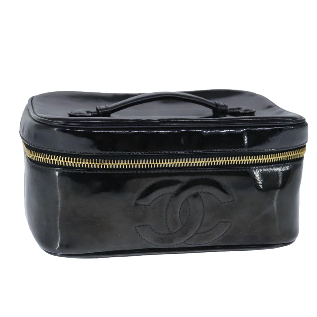 CHANEL Vanity Pouch Enamel Black Gold CC bs20306
