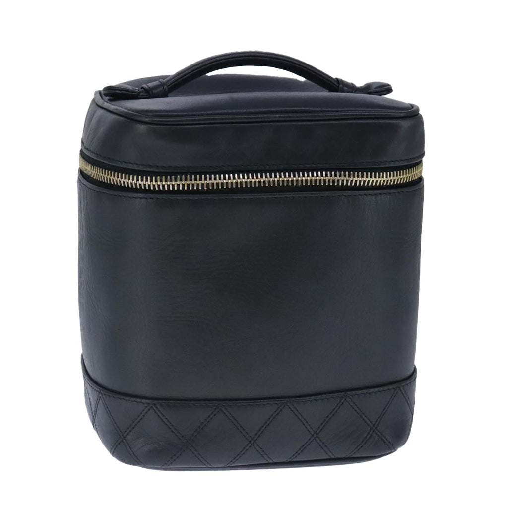 CHANEL Vanity Cosmetic Pouch Calfskin Black Gold CC bs20307