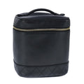 CHANEL Vanity Cosmetic Pouch Calfskin Black Gold CC bs20307