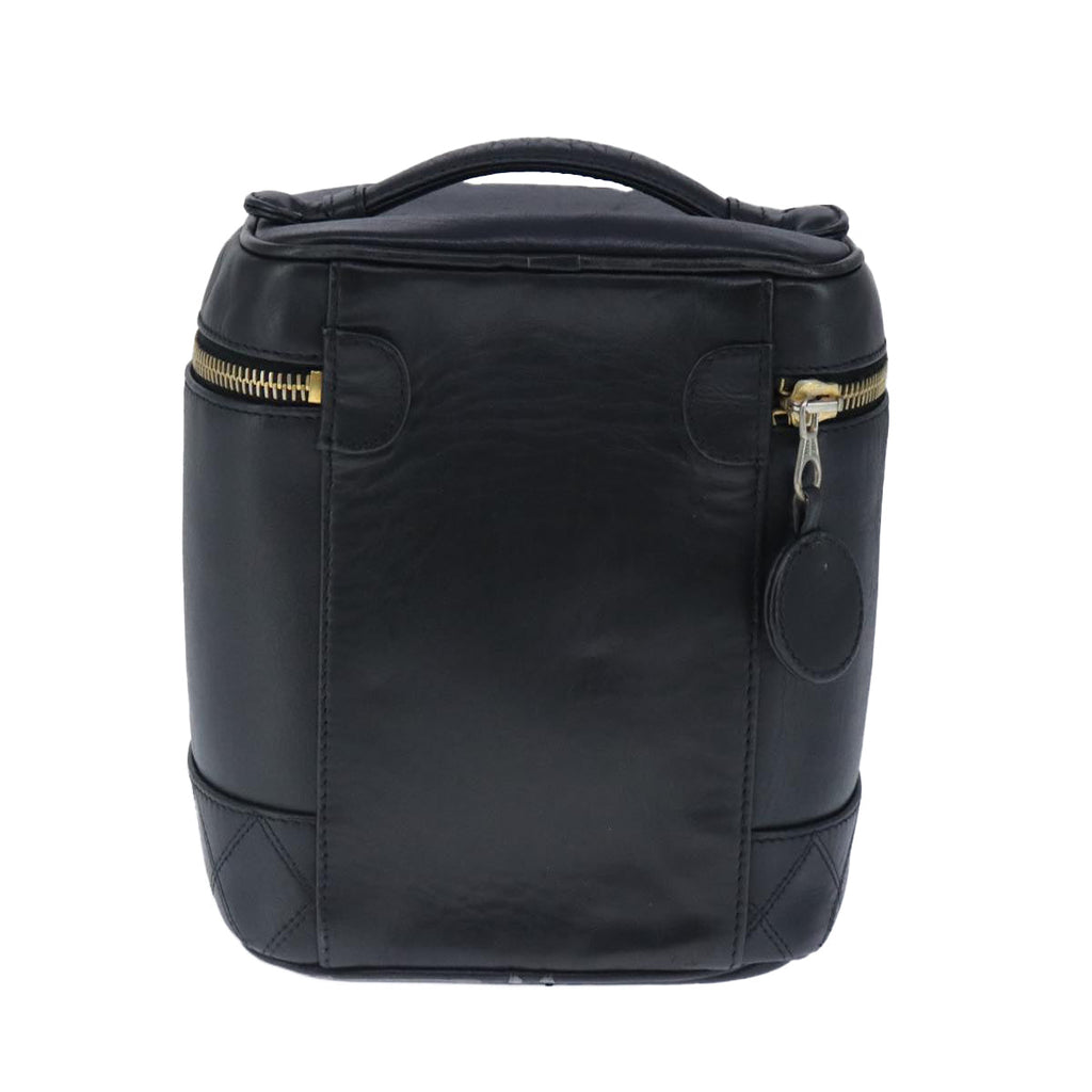 CHANEL Vanity Cosmetic Pouch Calfskin Black Gold CC bs20307