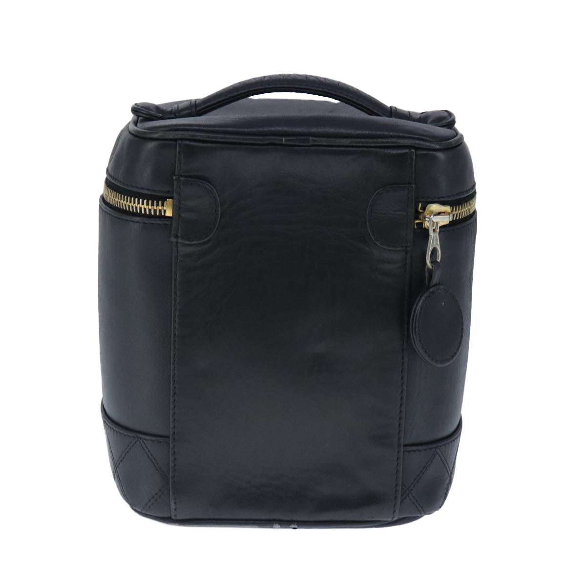 CHANEL Vanity Cosmetic Pouch Calfskin Black Gold CC bs20307