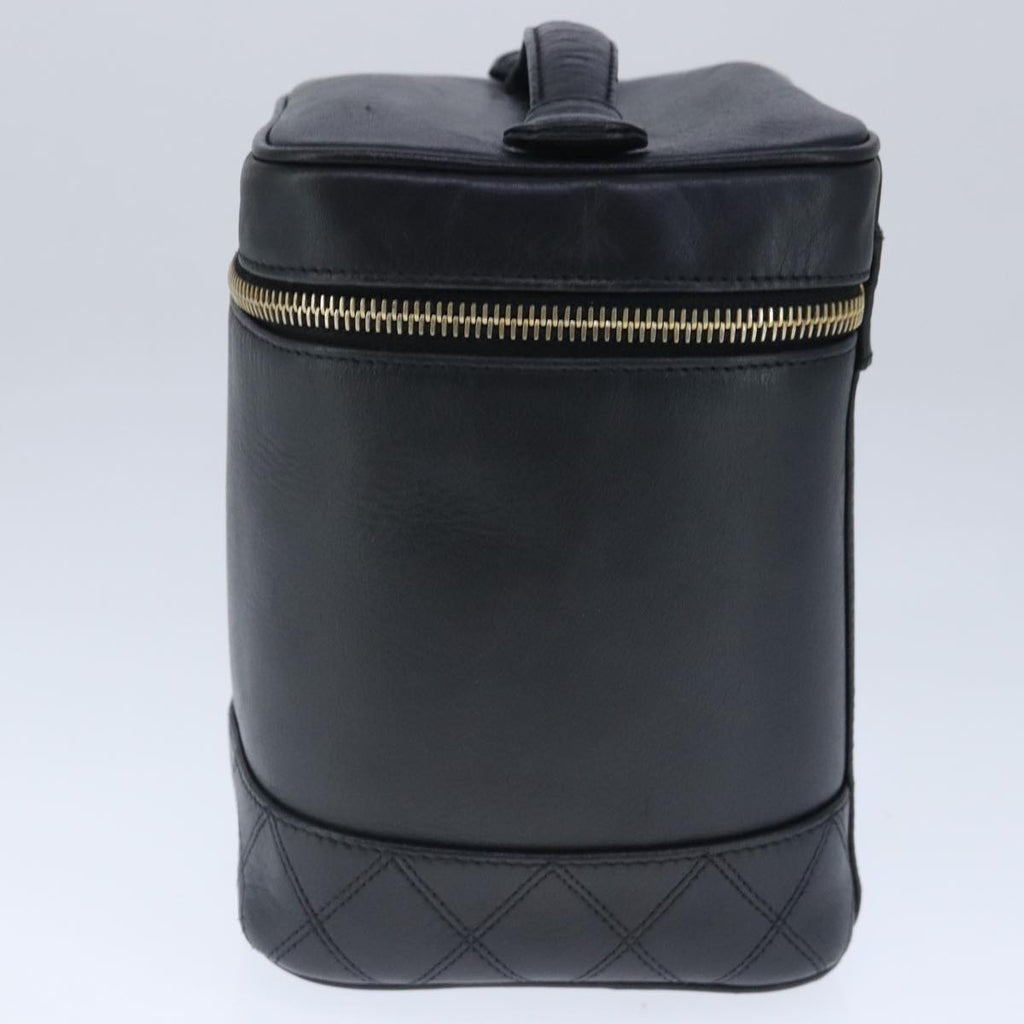 CHANEL Vanity Cosmetic Pouch Calfskin Black Gold CC bs20307