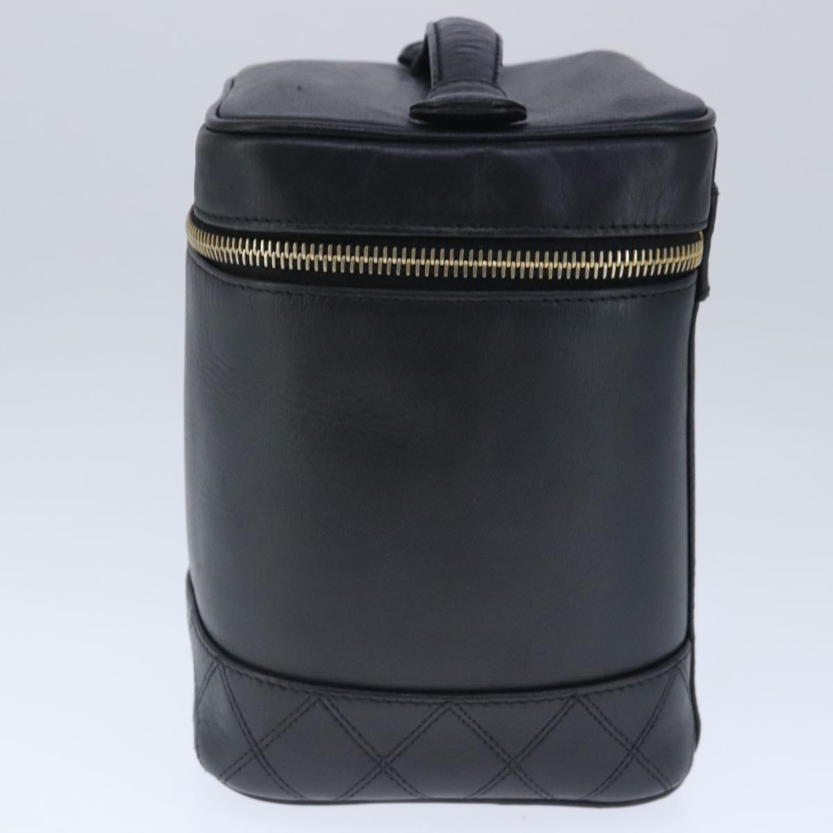CHANEL Vanity Cosmetic Pouch Calfskin Black Gold CC bs20307