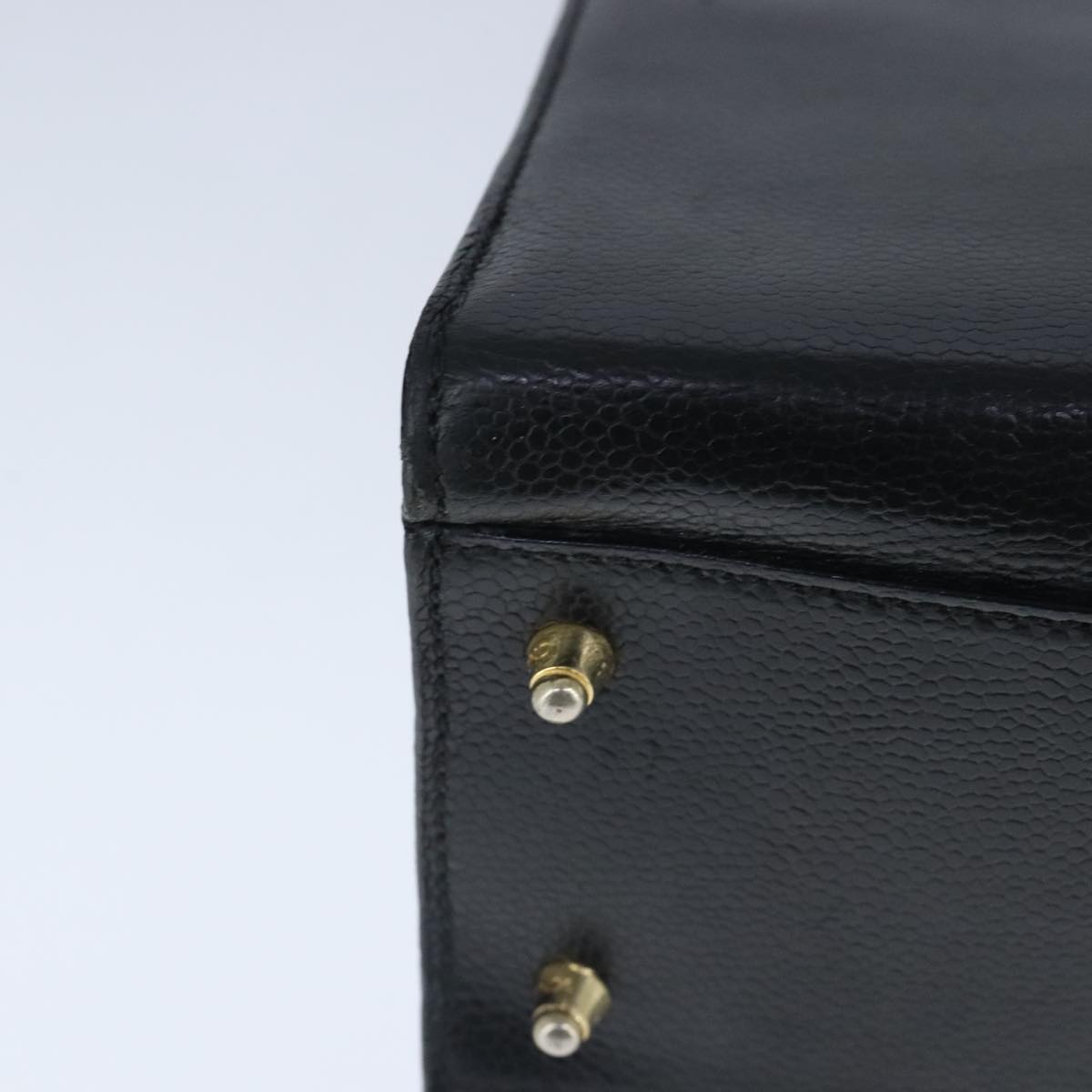 FENDI Hand Bag Leather Black Gold bs20329