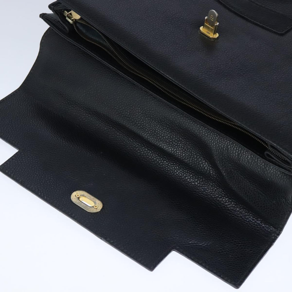 FENDI Hand Bag Leather Black Gold bs20329