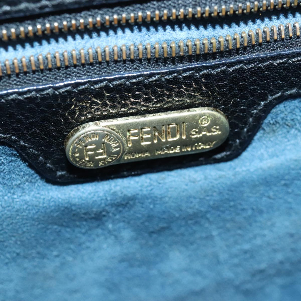 FENDI Hand Bag Leather Black Gold bs20329