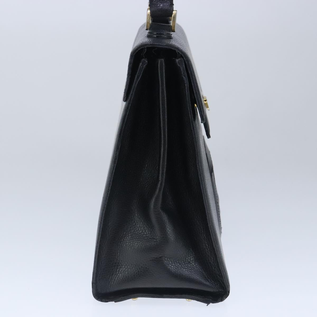 FENDI Hand Bag Leather Black Gold bs20329